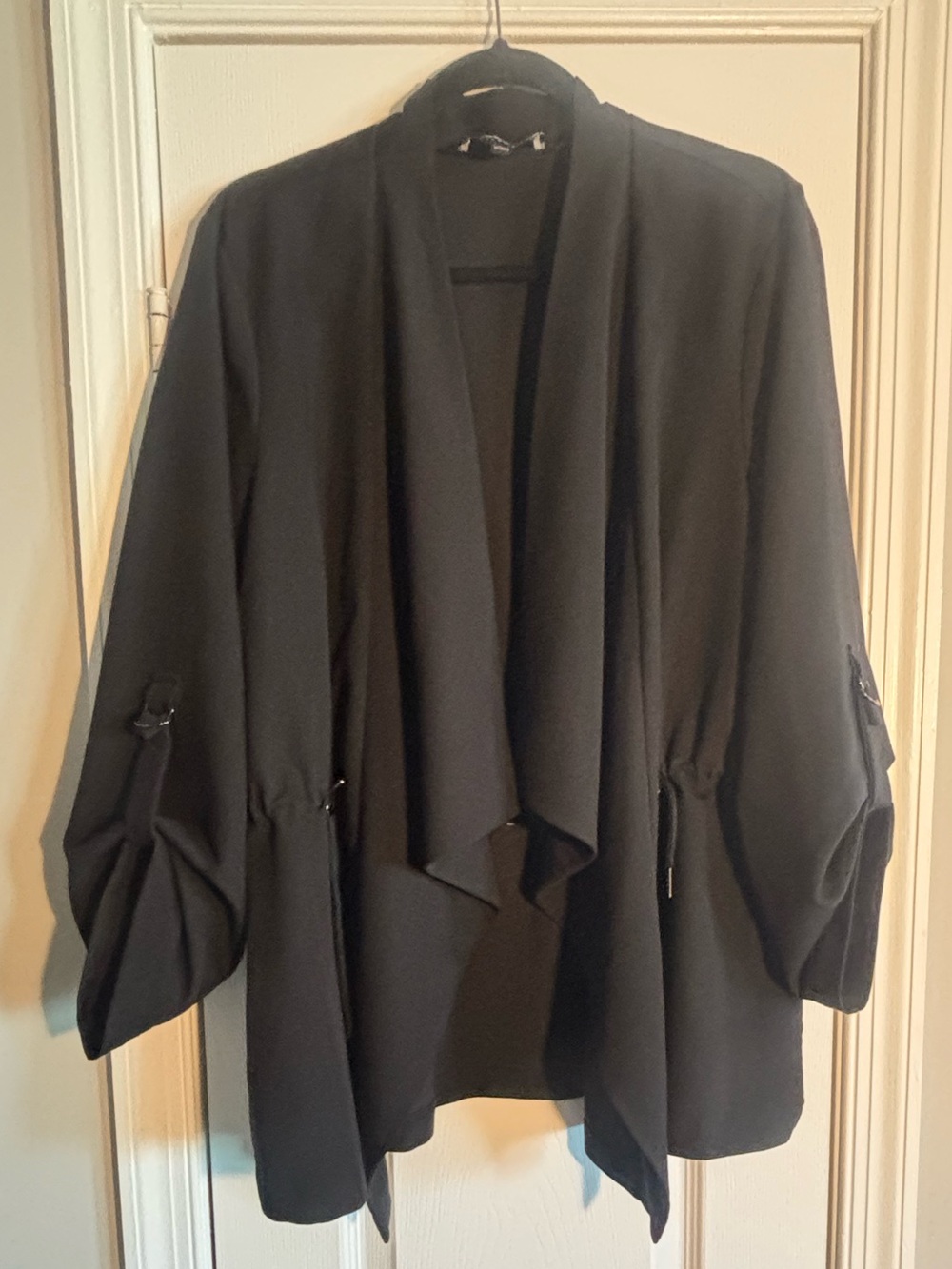 Eloquii Black Open-Front Waterfall Lightweight Blazer